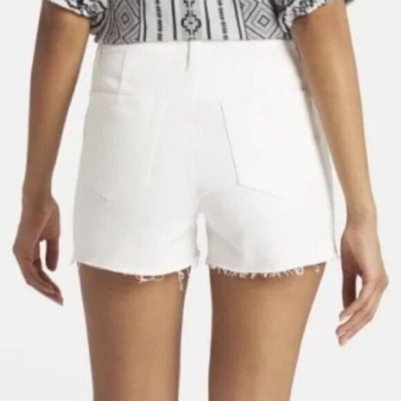 Mason & Belle Ardette Raw Hem Silver Studded Denim Shorts in White. Size 6. NWT! - Picture 2 of 15